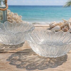 Indiana Glass Clear Lily Pon 7 Inch Bowls Set Of 2